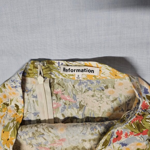 Reformation A Line Zip Back Midi Skirt Women Size 0 Floral - Picture 4 of 9